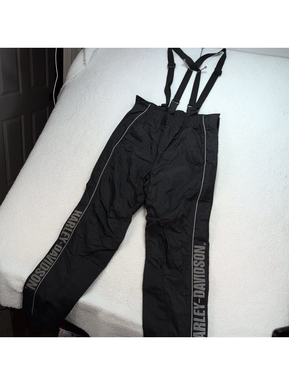 Harley Davidson Rain Overalls Rainproof Suspenders Motorcycle Reflective Mens XS